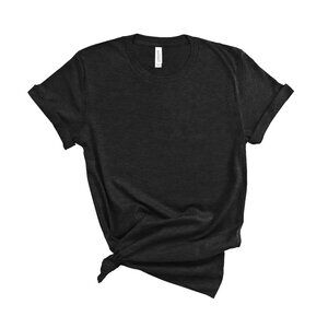 Bella + Canvas 3001CVC Unisex Jersey Tee. Black Heather Color. 3001